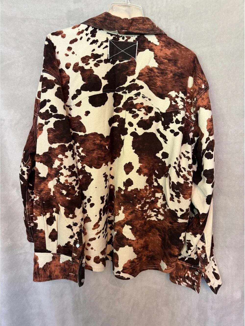 Free People We The Free Calico Flannel Shirt Top Cowhide Print Cotton Size XL